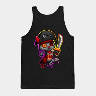 Cat pirate with outline Tank Top